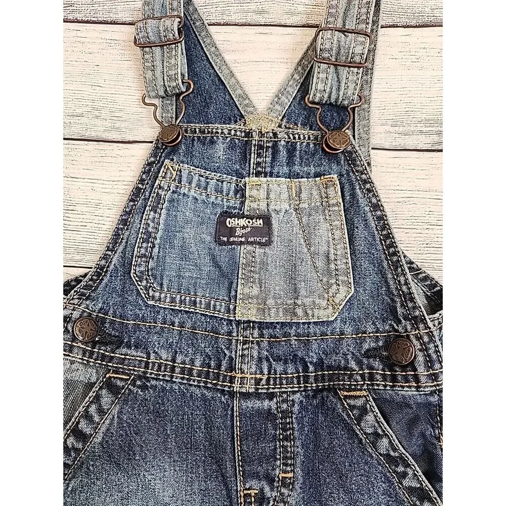 OshKosh B'Gosh Vestbak Bib Blue Jean Overalls Boys Size 12 Months Denim